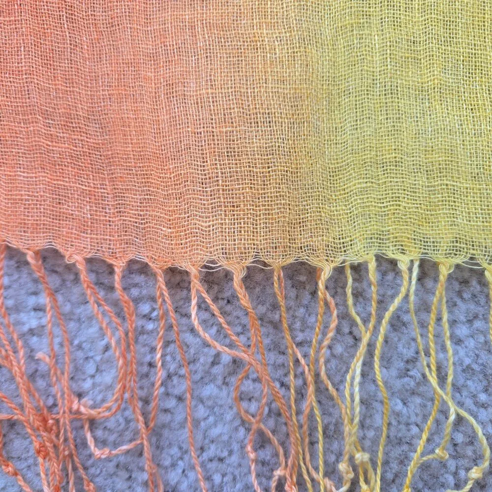 NWOT Linen Scarf Gradient Red Orange Yellow Ombre